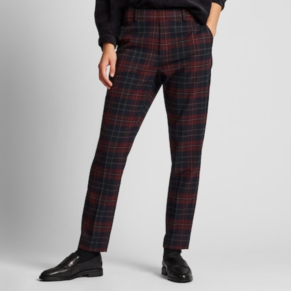 Uniqlo red plaid EZY ankle pants